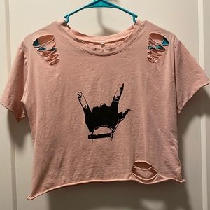 Distressed crop top